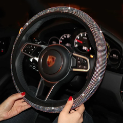 Steering Wheel Cover for Women Men Bling Bling Crystal Diamond Sparkling Car SUV Wheel Protector Universal Fit 15 Inch (Black with Black Diamond, Standard Size New universal steering cover for cars
