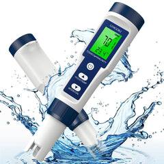 5 in 1 TDS Meter PH Tester, 0.01 High Accuracy Digital for Water, PH/TDS/EC/Salt/Temp PPM Water Tester Drinking Hydroponics, Plants, Aquarium and Pool, White