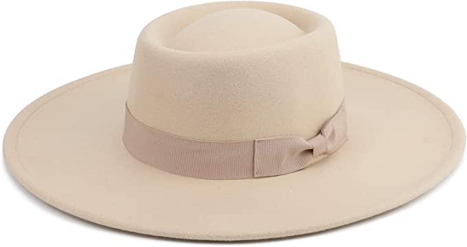 Fedora Hat with bow , wide brim fedora hat