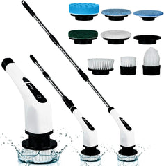 Spin Scrubber Electric 8 In 1 Electric Cleaning Brush, Cordless Shower Scrubber, Adjustable Handle Power Scrubbers, Electric Scrubber for Cleaning Bathroom with Dual Speed, Spin Scrubber Cleaner Brush