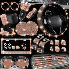 27 Pcs Bling Car Accessories Set For Women Steering Wheel Covers Universal Fit 15 Inch License
