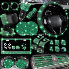 27 Pcs Bling Car Accessories Set For Women Steering Wheel Covers Universal Fit 15 Inch License