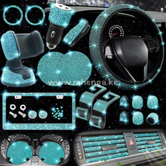 27 Pcs Bling Car Accessories Set For Women Steering Wheel Covers Universal Fit 15 Inch License