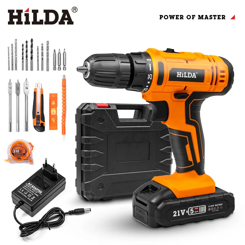 Hilda 12v Electric Drill With Lithium Battery Rechargeable 12v Two-speed electric Cordless Screwdriver