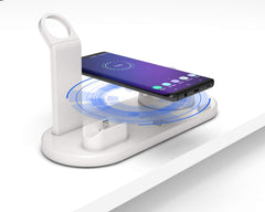 Wireless Charger Stand, 6 in 1 Multi-Function Wireless Charging Station Dock for Apple Watch Airpods, Qi Fast Wireless Charger Holder Pad for iPhone 11 Pro Max X XS XR and Android usb c Smartphone  (White)