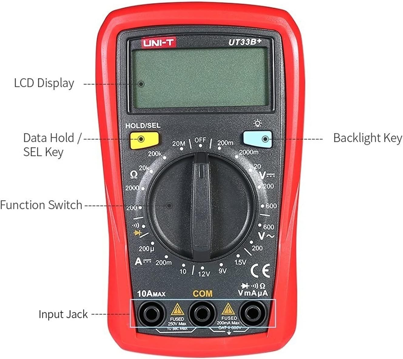 Digital Multimeter - Ut33B+ Handheld LCD Digital Multimeter DC/AC Voltage Dc Current Meter Resistance Tester Voltmeter Ammeter