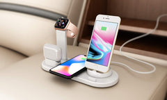 Wireless Charger Stand, 6 in 1 Multi-Function Wireless Charging Station Dock for Apple Watch Airpods, Qi Fast Wireless Charger Holder Pad for iPhone 11 Pro Max X XS XR and Android usb c Smartphone  (White)