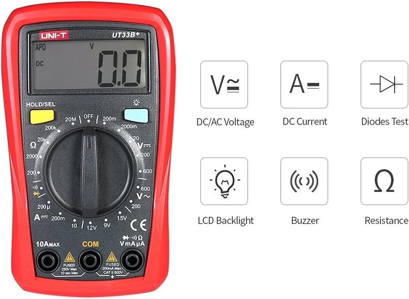 Digital Multimeter - Ut33B+ Handheld LCD Digital Multimeter DC/AC Voltage Dc Current Meter Resistance Tester Voltmeter Ammeter