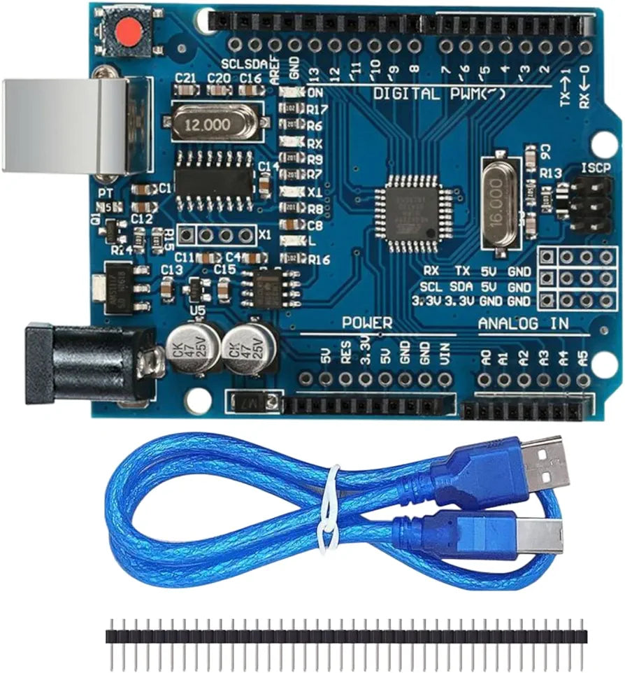 UNO R3 Board ATmega328P with CH340G Chip Compatible with Arduino UNO R3 Mega 2560 Nano Robot for Arduino IDE AVR MCU Learner K53,with Straight Pin Header and USB Cable