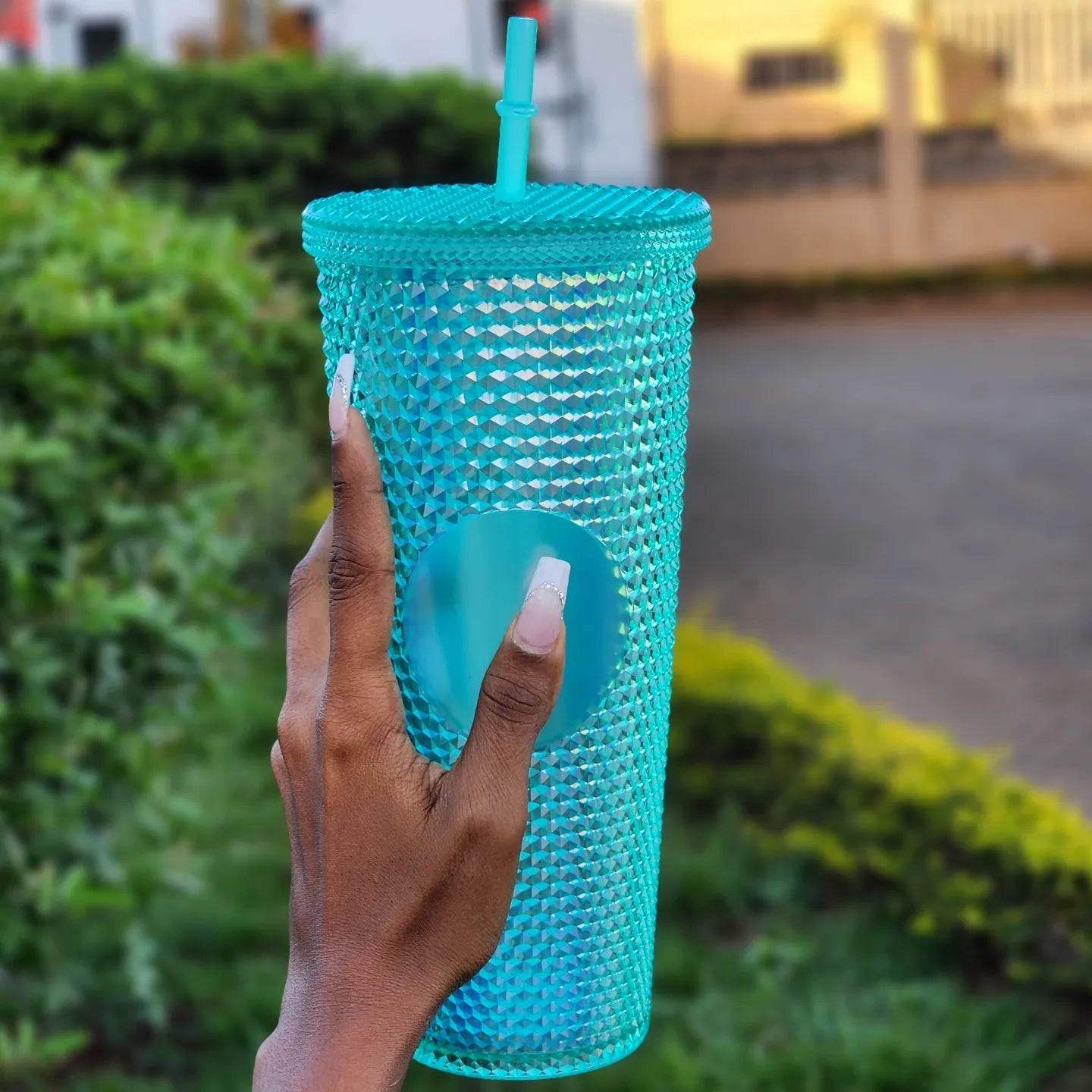 Double walled plastic cup with Straw, tumbler