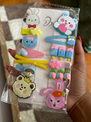 Hair clip set baby blue and pink