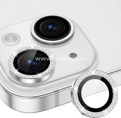 Camera Lens Protector Compatible For Iphone 15/15 Plus Bling Individual Metal Diamond Ring 9H