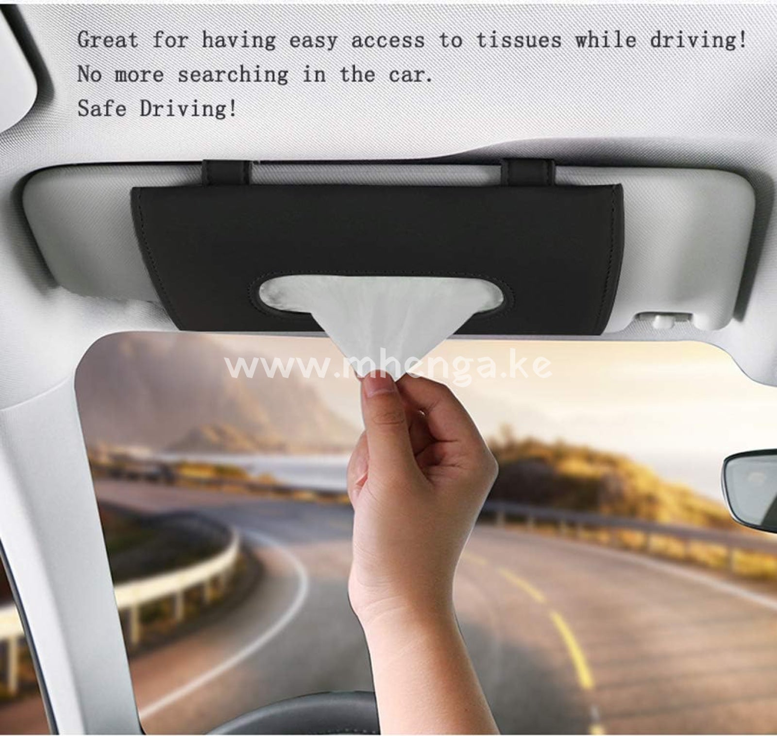 Car Tissue Holder - For Napkin Sun Visor Pocket Dispenser Pu Leather Backseat Accessory