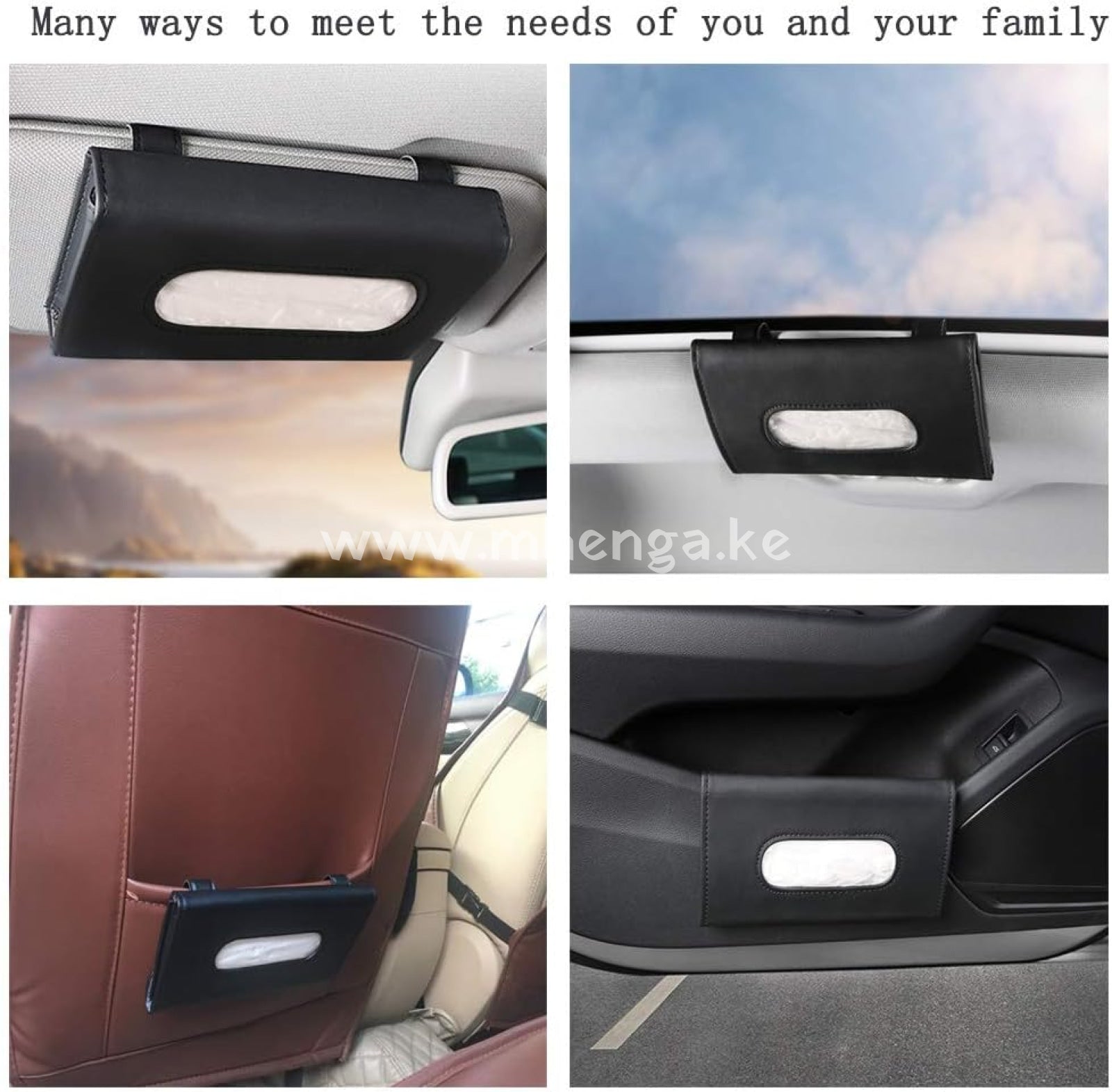 Car Tissue Holder - For Napkin Sun Visor Pocket Dispenser Pu Leather Backseat Accessory