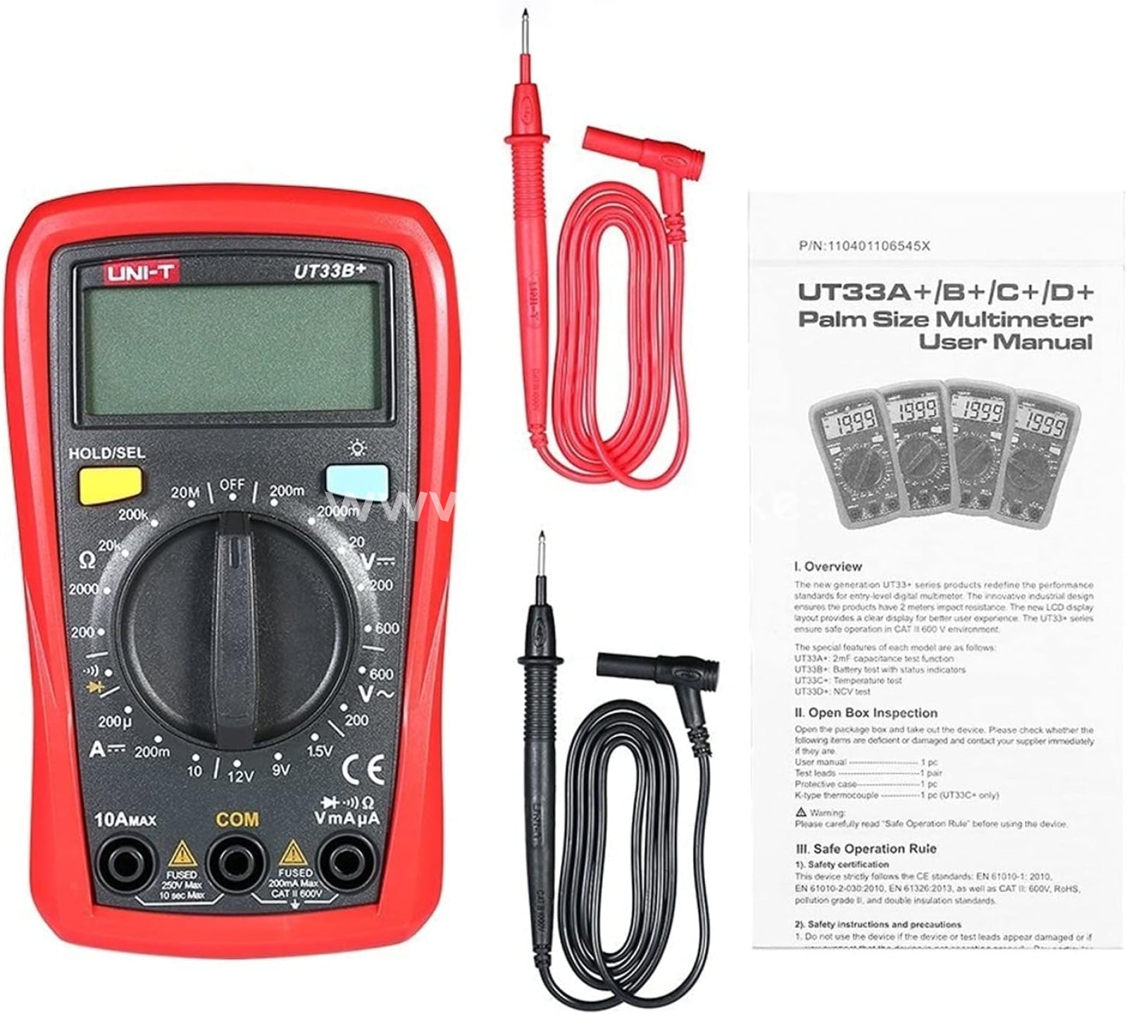 Digital Multimeter - Ut33B + Handheld Lcd Dc/Ac Voltage Dc Current Meter Resistance Tester