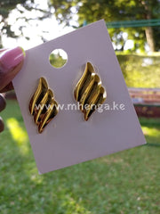 Earring Lines Gold Plated Waves