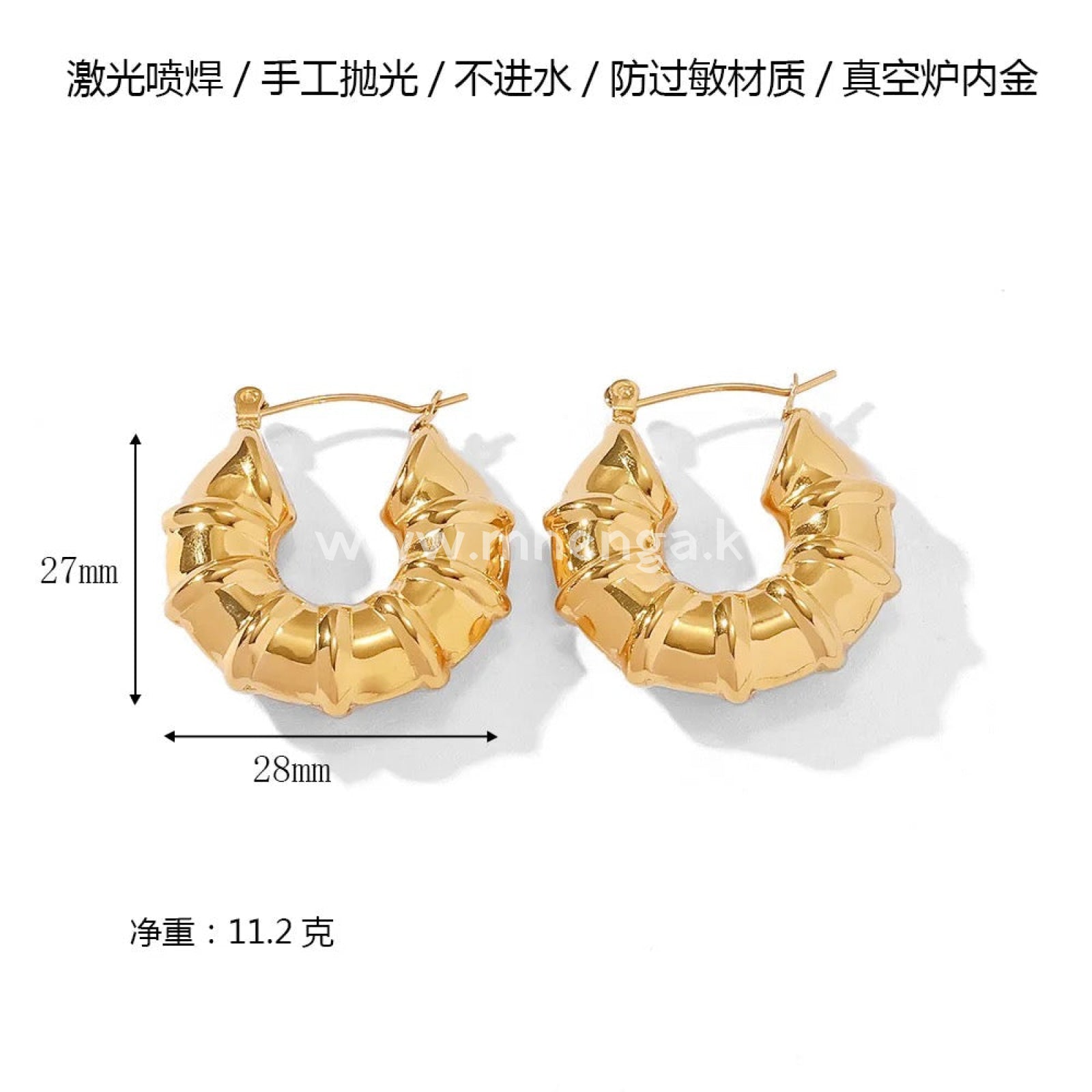 Earring Loop Hoop Gold Ensemble Tarnish Free Hypoallergenic