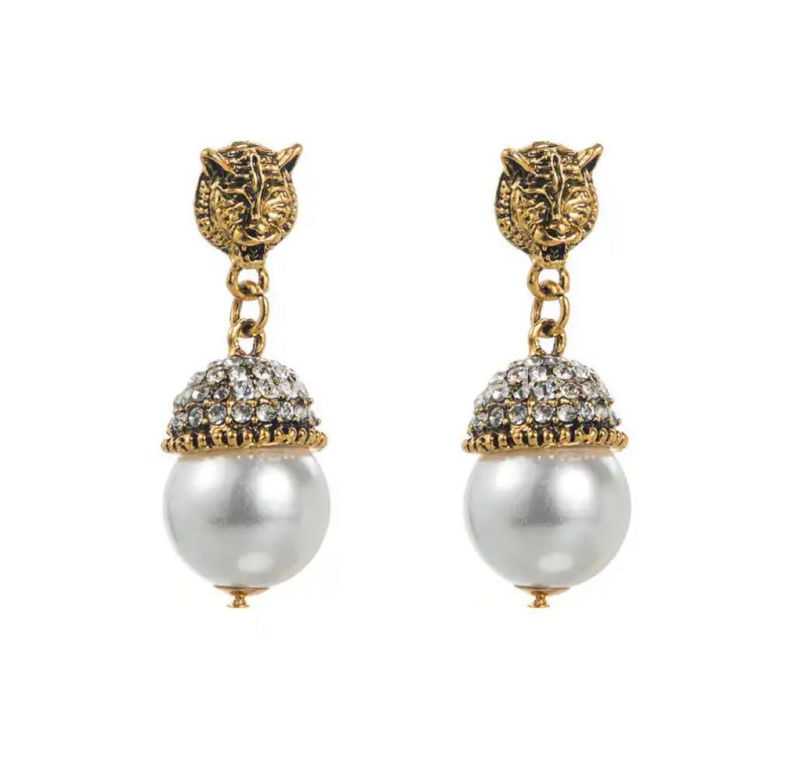 Earring Owl Pearl And Gold