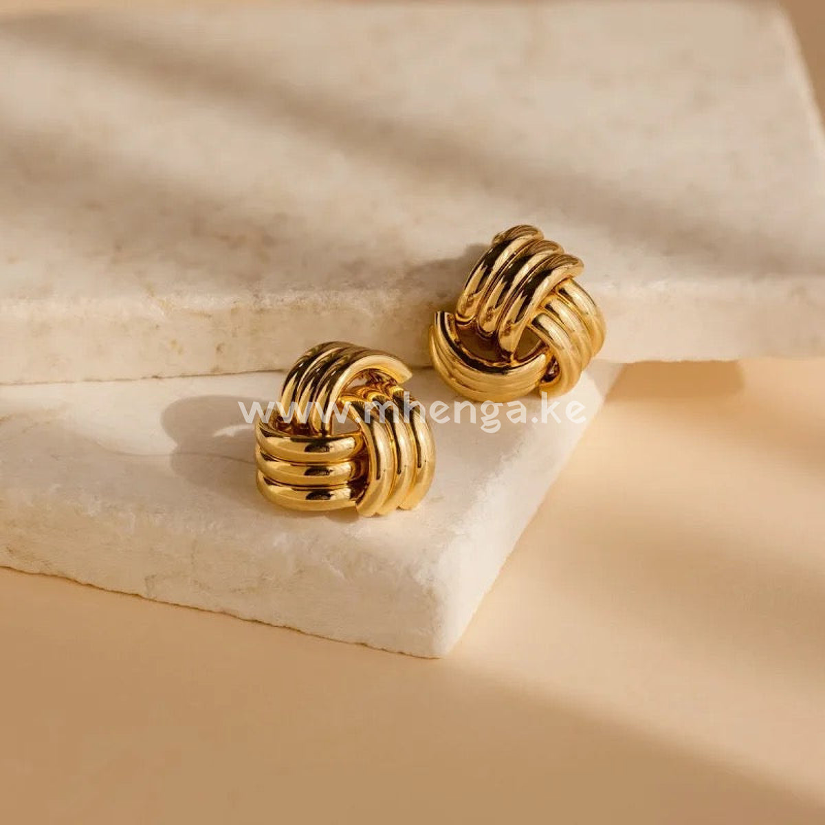 Earring Ribbed Intertwined Rope Link Design