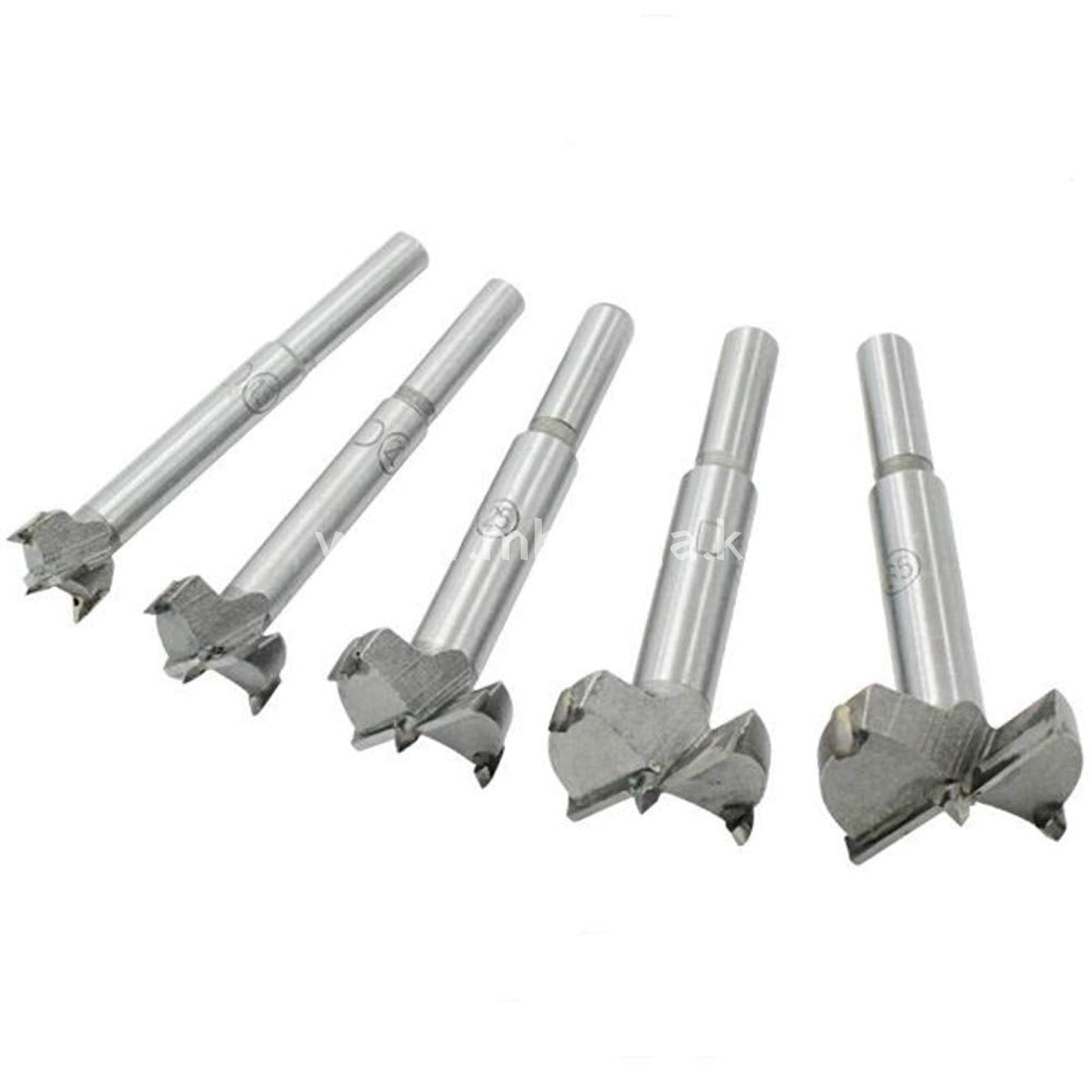 Forstner Drill Bit Set 5Pcs 15-35Mm High Strength Steel Flat Woodworking Hole Saw Wood Cutter Tool
