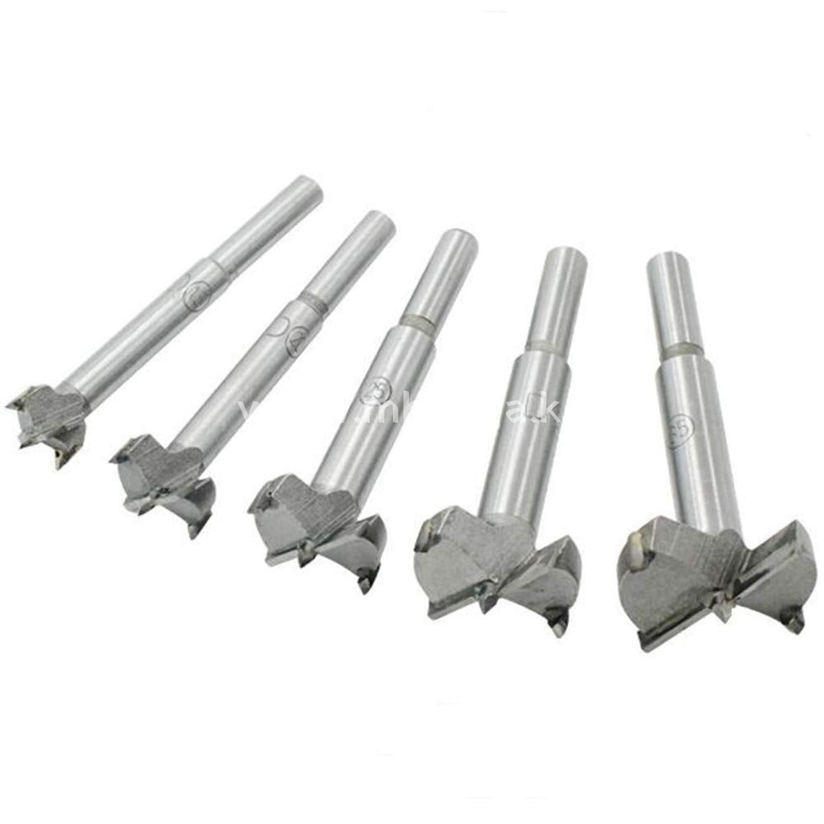 Forstner Drill Bit Set 5Pcs 15-35Mm High Strength Steel Flat Woodworking Hole Saw Wood Cutter Tool