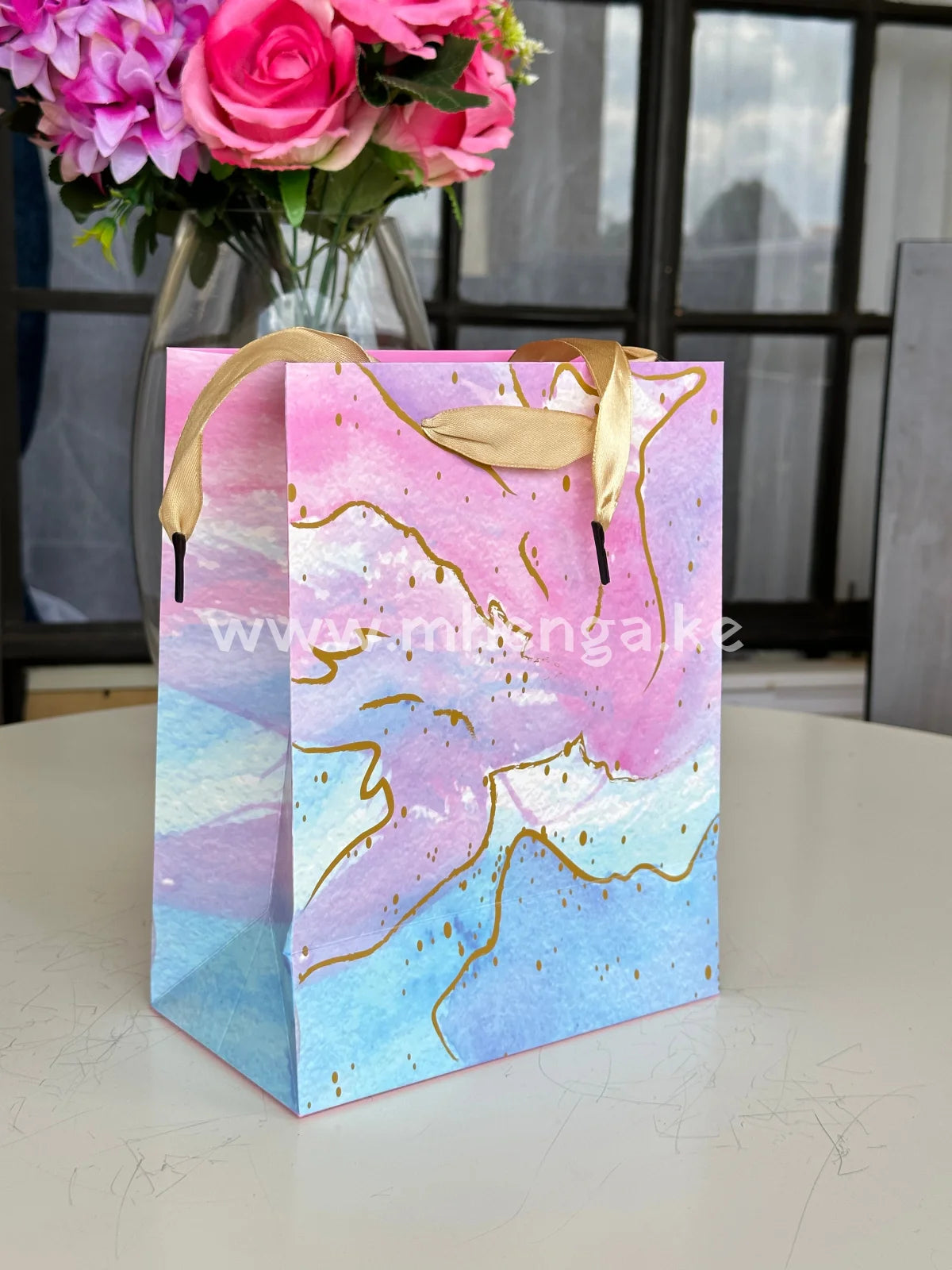 Gift Bag Multi Color Pink And Shades Of Blue Sq