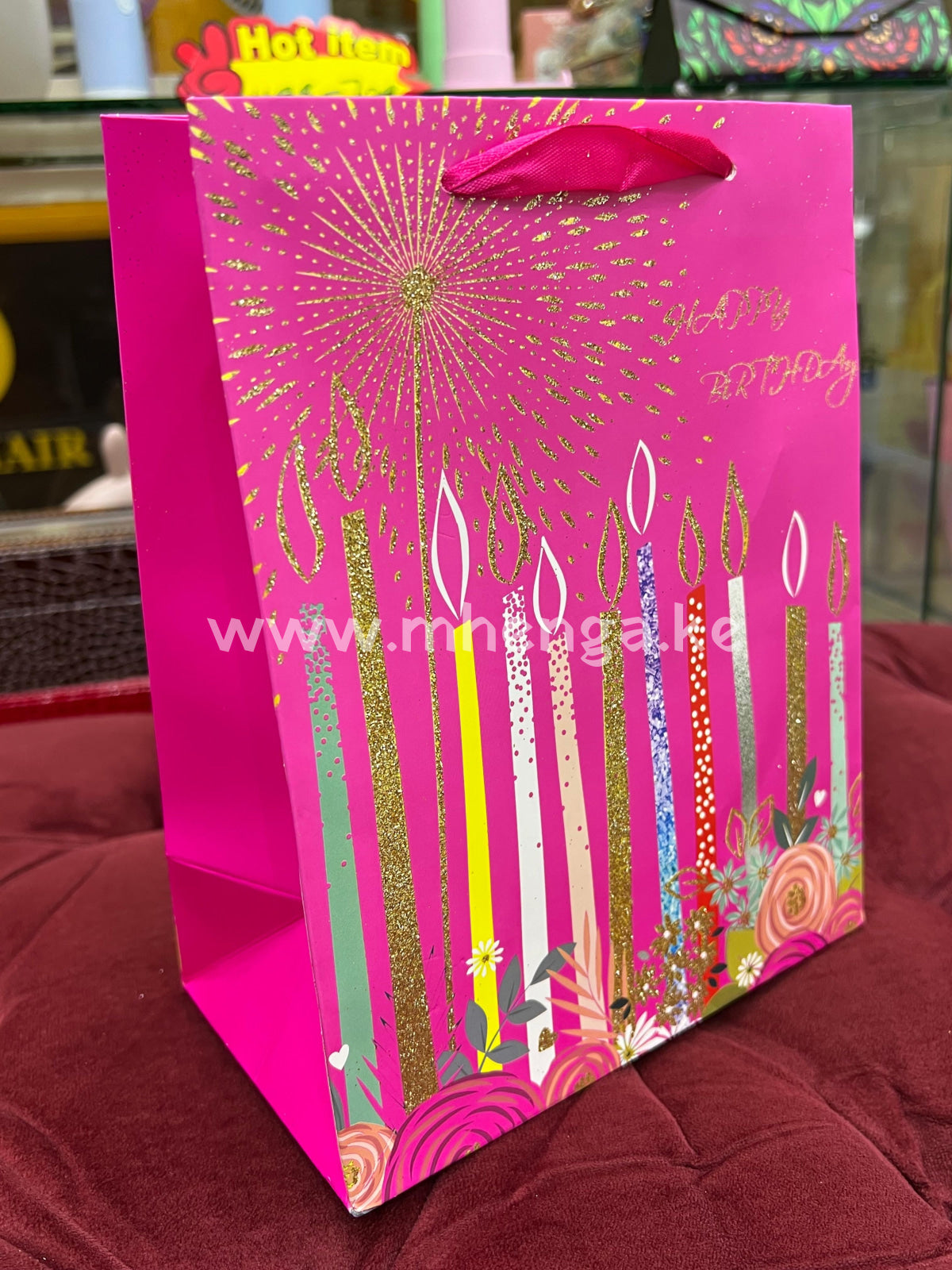 Gift Bag Pink Birthday Candles