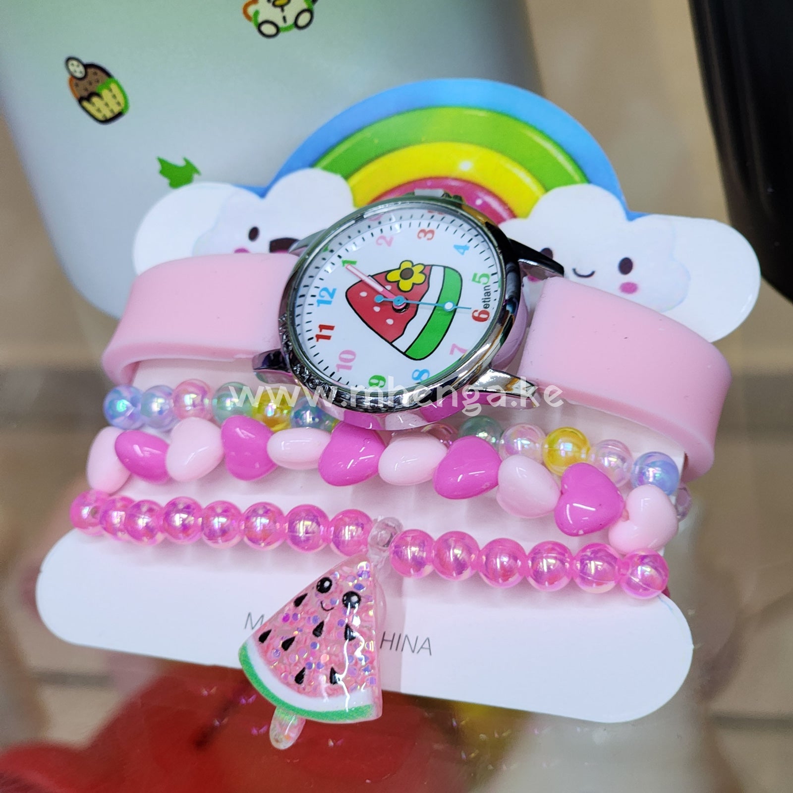 Girls Kids Watch And Bracelet Colored Fruit Design Avacadodesign