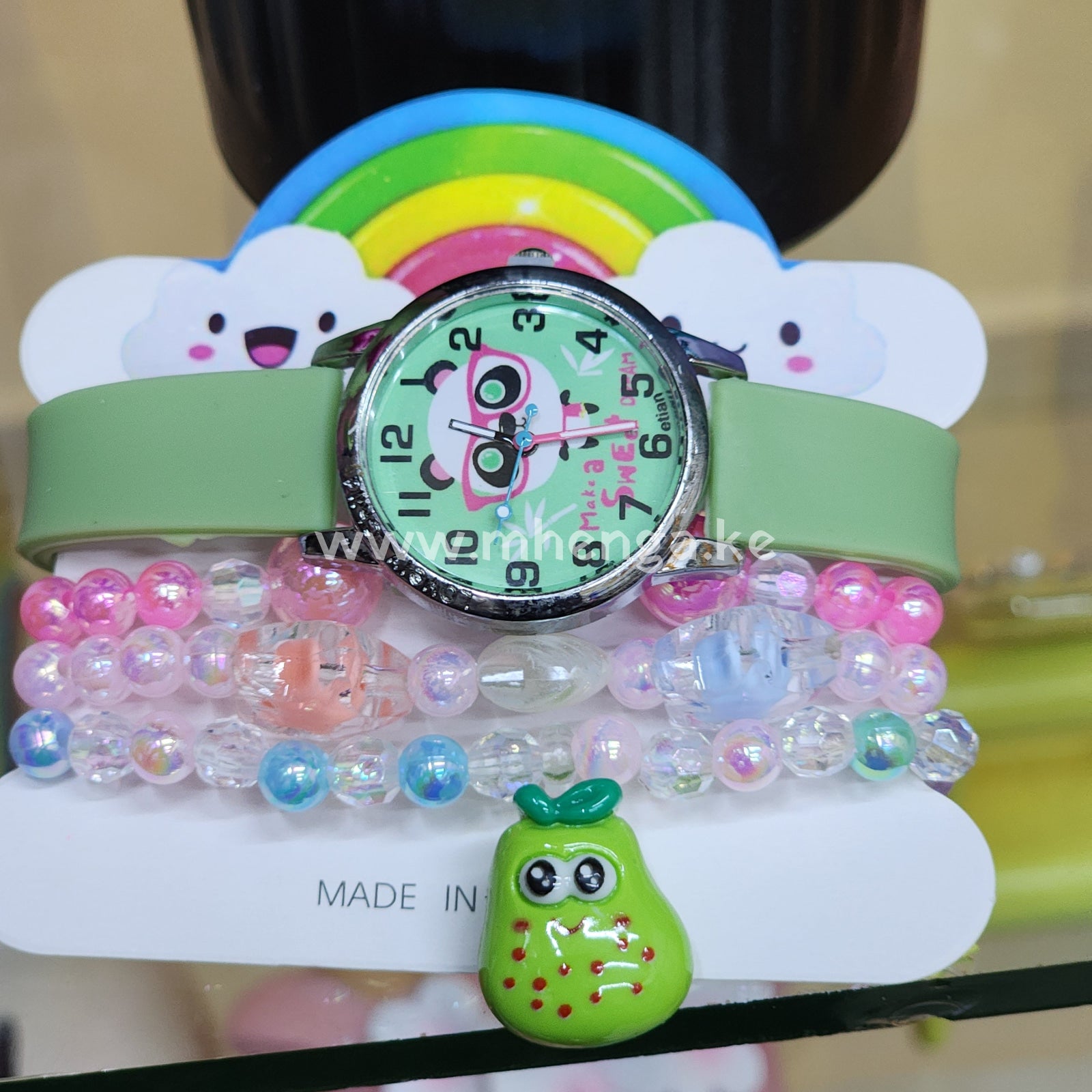 Girls Kids Watch And Bracelet Colored Fruit Design Avacadodesign