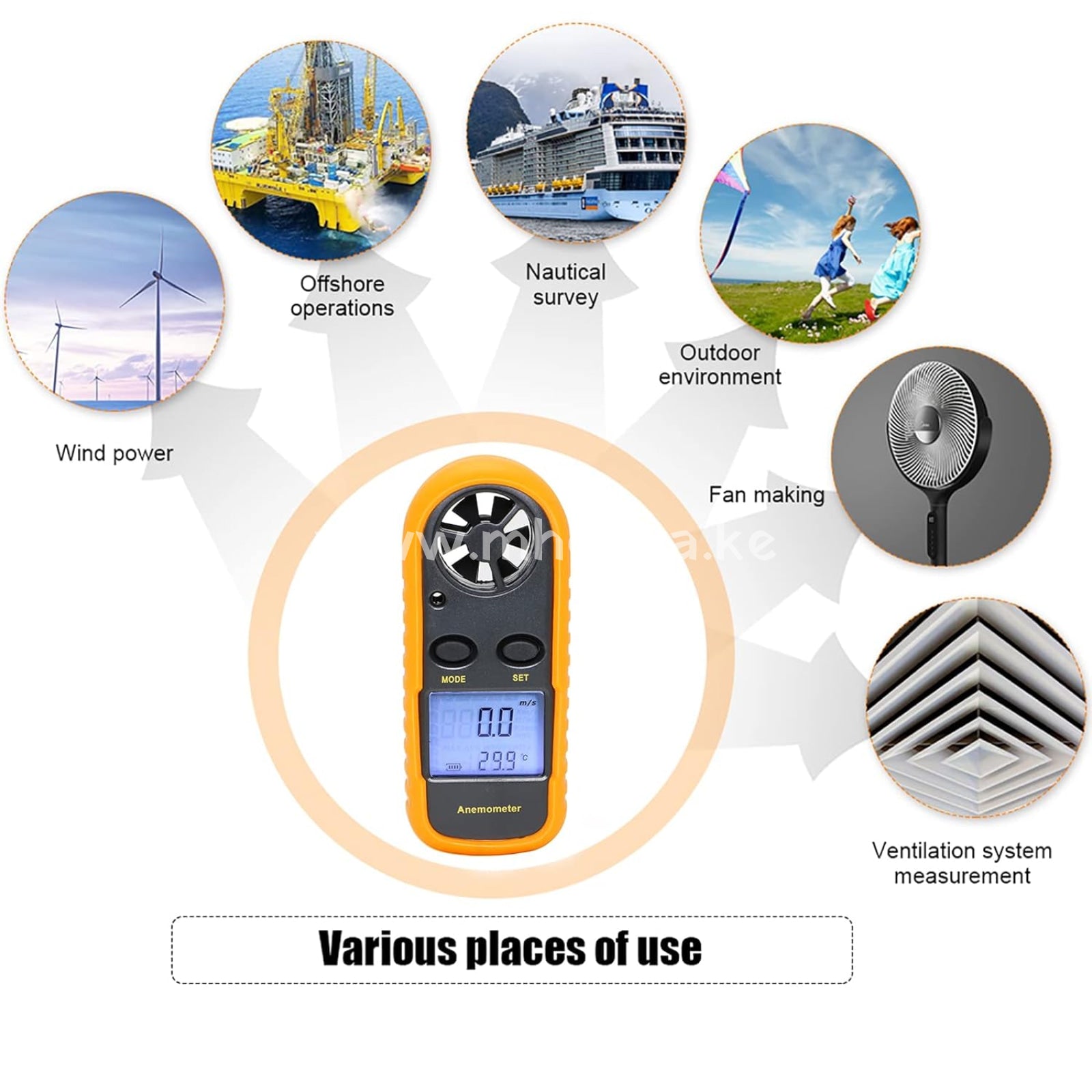 Gm 816 Handheld Anemometer Digital Wind Speed Meter Air Flow For Measuring Temperature And Chill