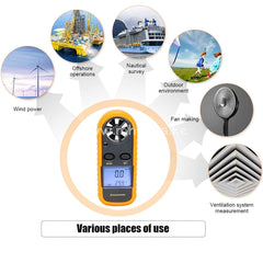 Gm 816 Handheld Anemometer Digital Wind Speed Meter Air Flow For Measuring Temperature And Chill