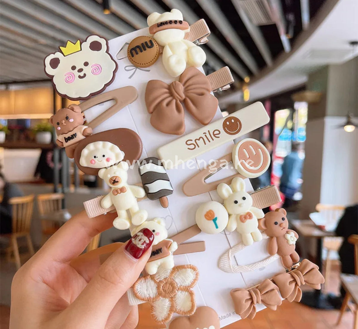 Hair Clip Set Brown Kids Hair