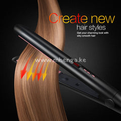 Hair Straightener Titanium Flat Iron For Makes Shiny Dual Voltage Heats Up Fast