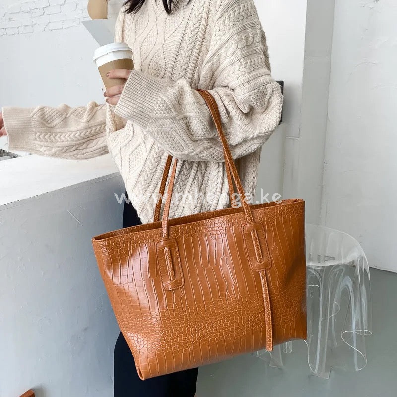 Handbag Tote Bag Wet Look Leather