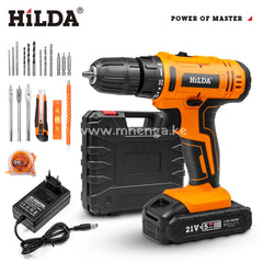 Hilda 12V Electric Drill With Lithium Battery Rechargeable Two-Speed Electric Cordless Screwdriver