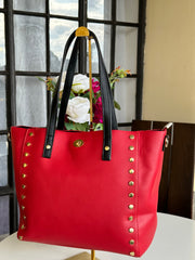 Tote Bag with side gold buttons