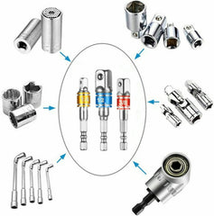 Impact Grade Socket Adapter 3 Pack Set 1/4’’ 3/8’’ And 1/2’’ Drive To Drill Adapater