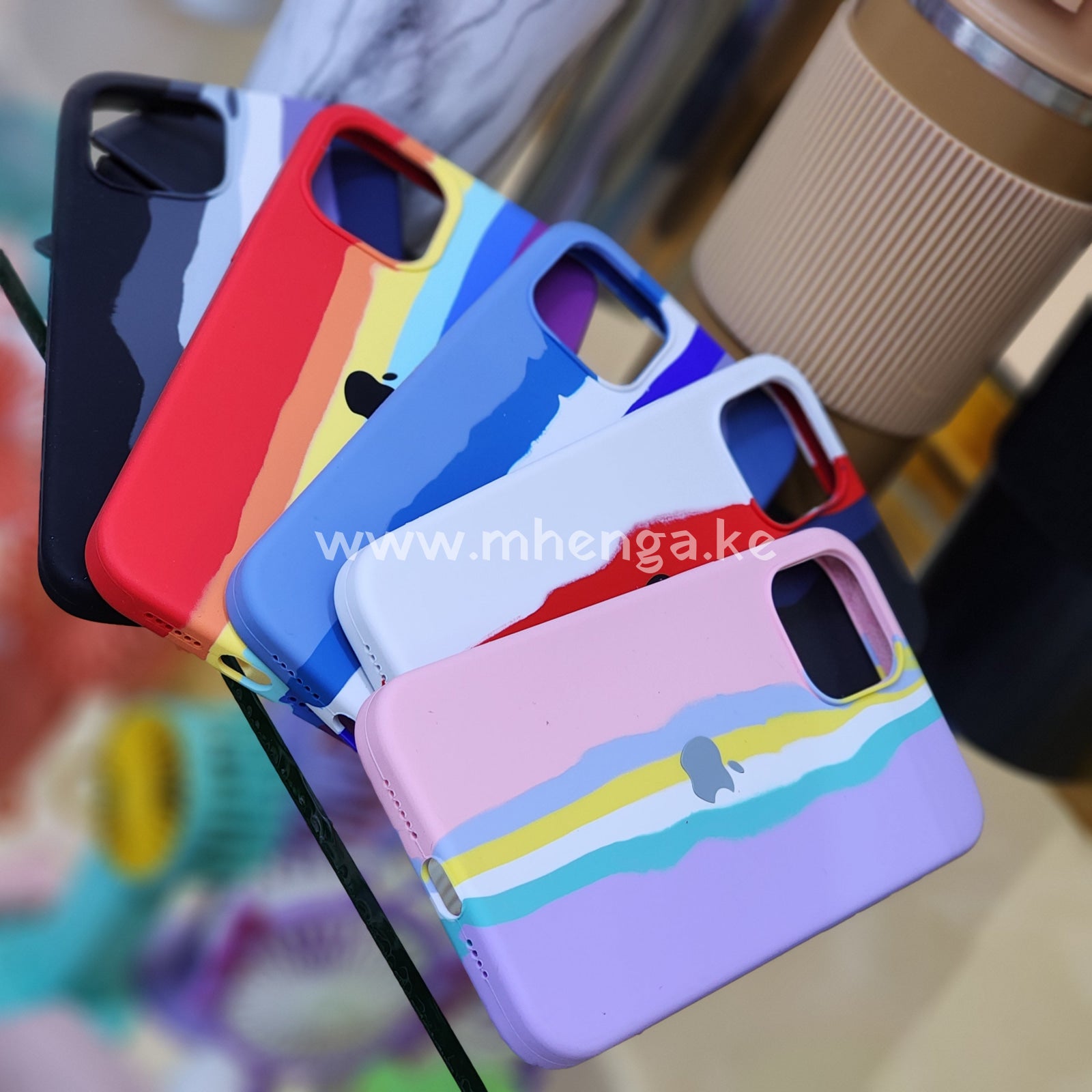 Iphone 12 Pro Max Silicone Cases Multi Colored Case Rainbow Open Camera