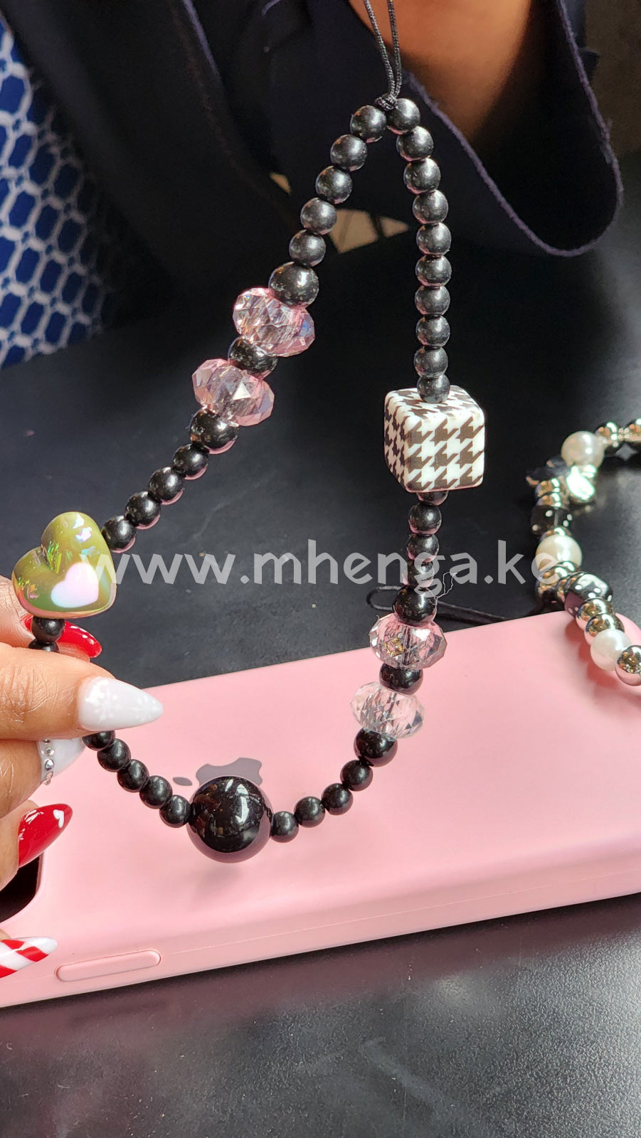 Phone Charms Heart Checked Cube Dice