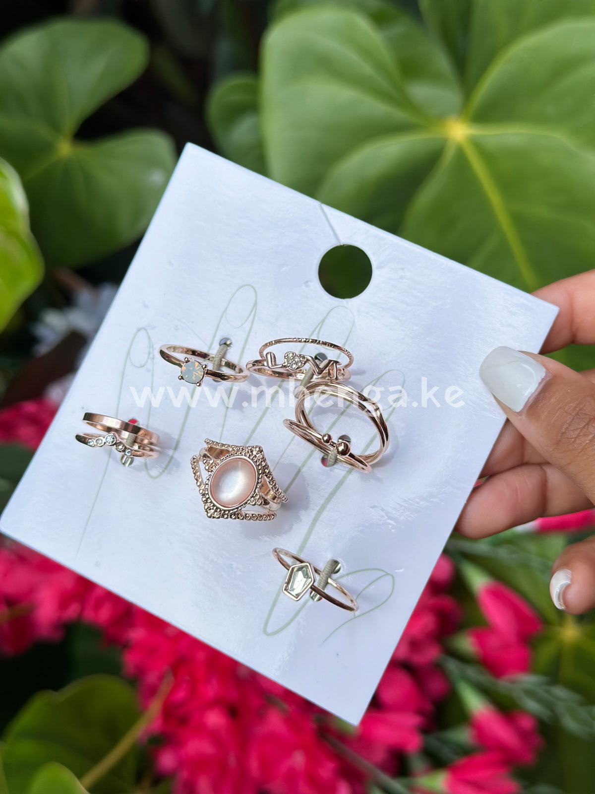 Ring Set Rose Gold With Pearl Ensemble