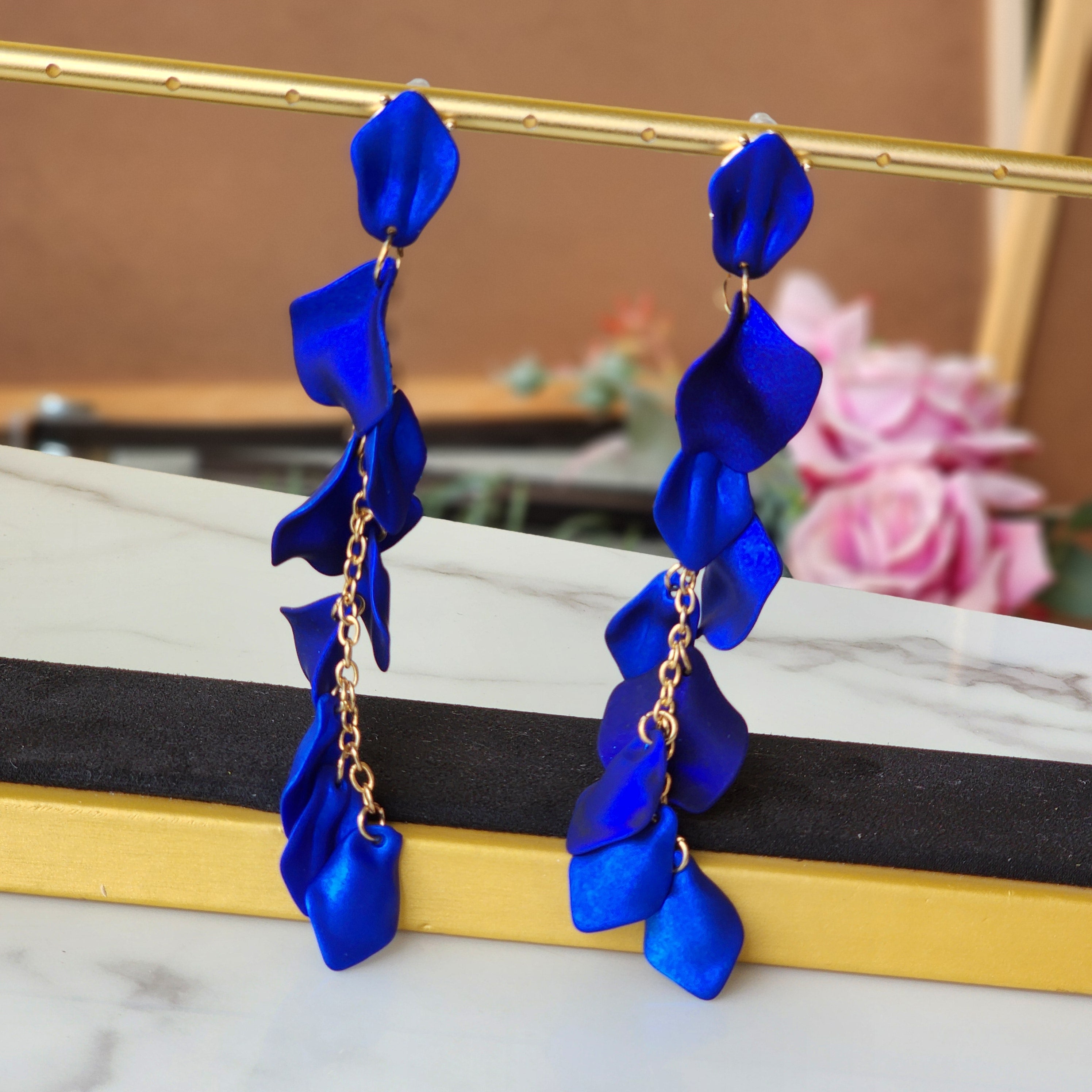 Just Follow Long Acrylic Rose Petal Earrings Dangle Exaggerated Flower Earrings Drop Statement Floral Tassel Earrings for Women and Girls