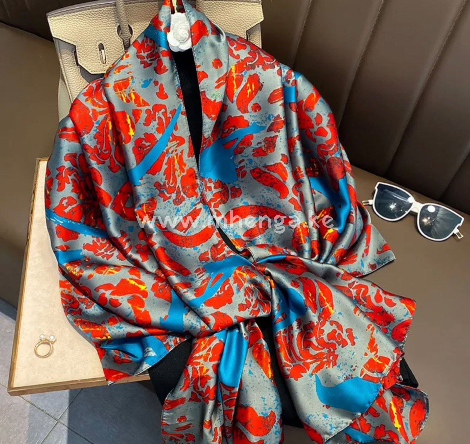 Silk Scarf Blue And Maroon