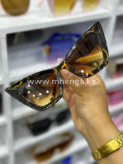 Sunglasses Cate Eye Animal Print Amd White