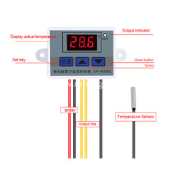 Xh-W3002 Dc 24V 10A Microcomputer Digital Temperature Controller Display Thermostat Control Switch