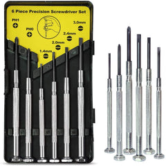 6PCS Mini Screwdriver Set with Case, Precision Screwdriver Kit with 6 Different Size Flathead and Phillips Screwdrivers.