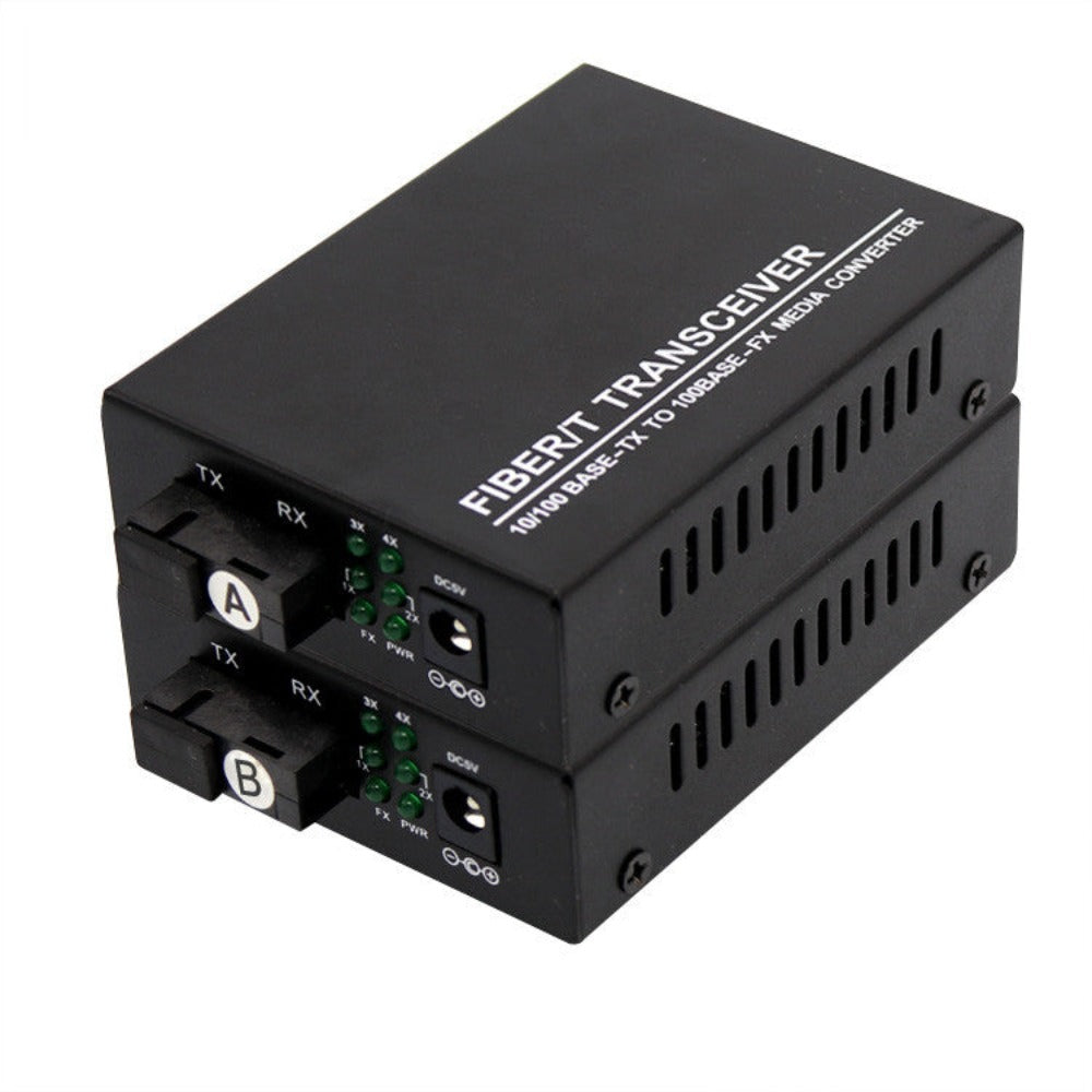 Gigabit Ethernet Media Converter, Single Mode Dual SC Fiber, 1000Base-LX to 10/100/1000Base-Tx, up to 25km, Pack of 2