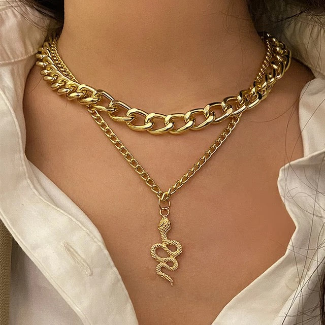 Women chains , Ladies multilayered snake pendant chain , ladies jewelry gift chain
