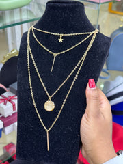 Ladies chain , women chain necklace multi layer circlr and rode